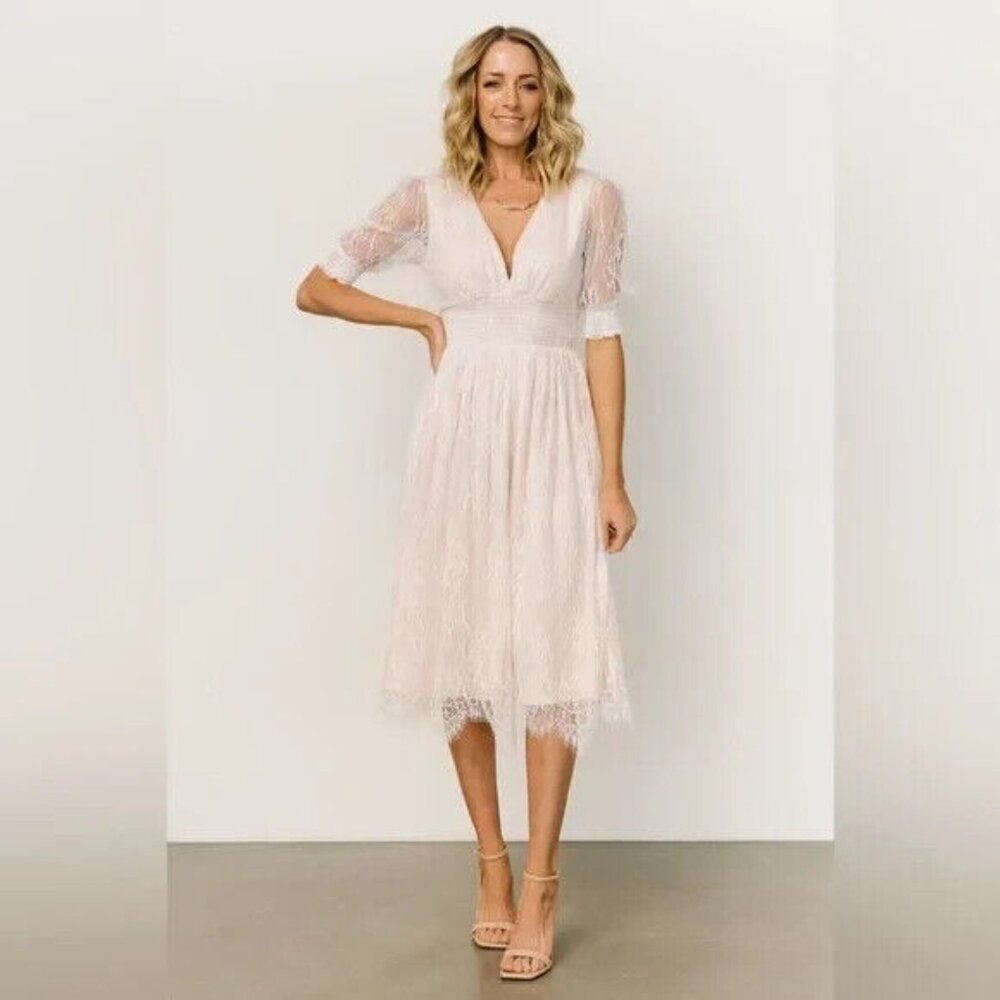 Baltic Born Elaina Lace Midi Dress Size Medium Ivory Special Occasion Formal